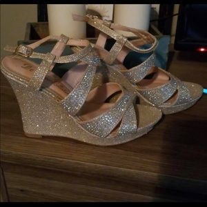 Gold Wedged Sparkly Heels